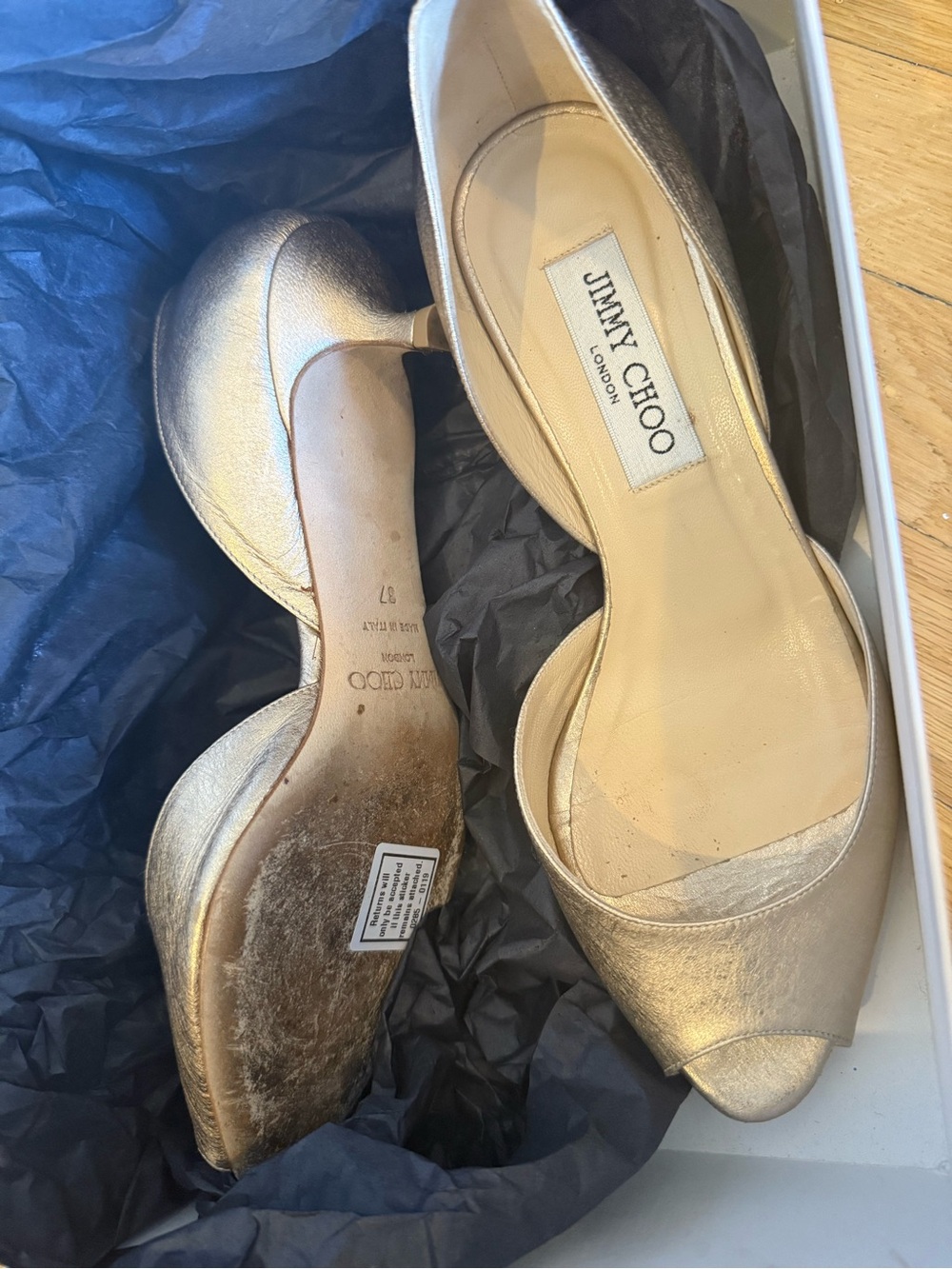 Jimmy Choo Gold Metallic Open-Toe Flats